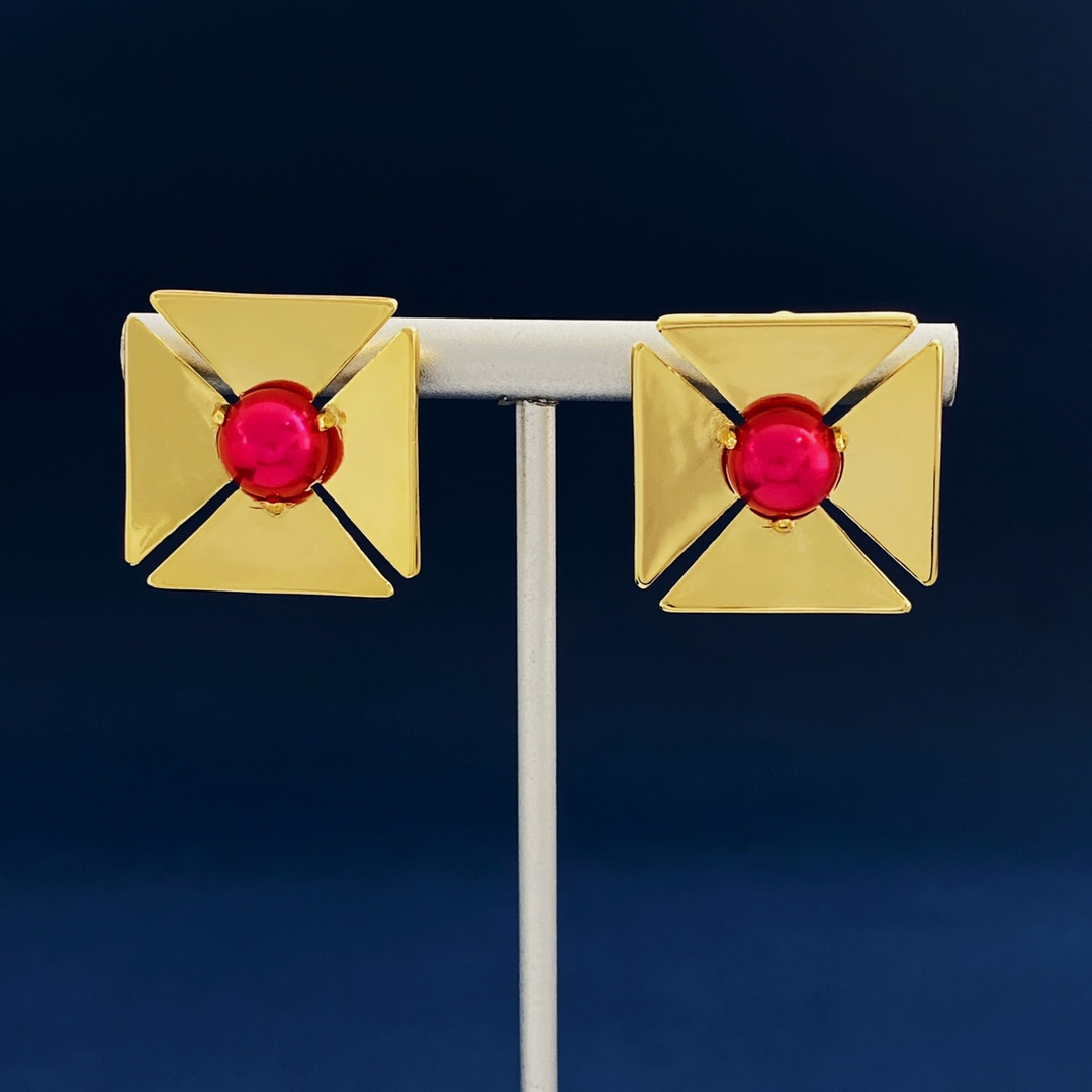 YYE061 YVES Metal Gold plated stud earring - ccjewelryacc