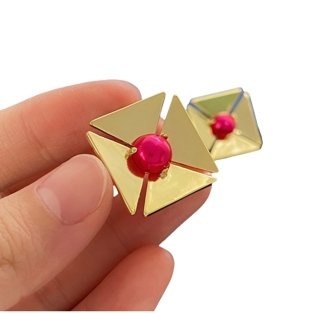 YYE061 YVES Metal Gold plated stud earring - ccjewelryacc