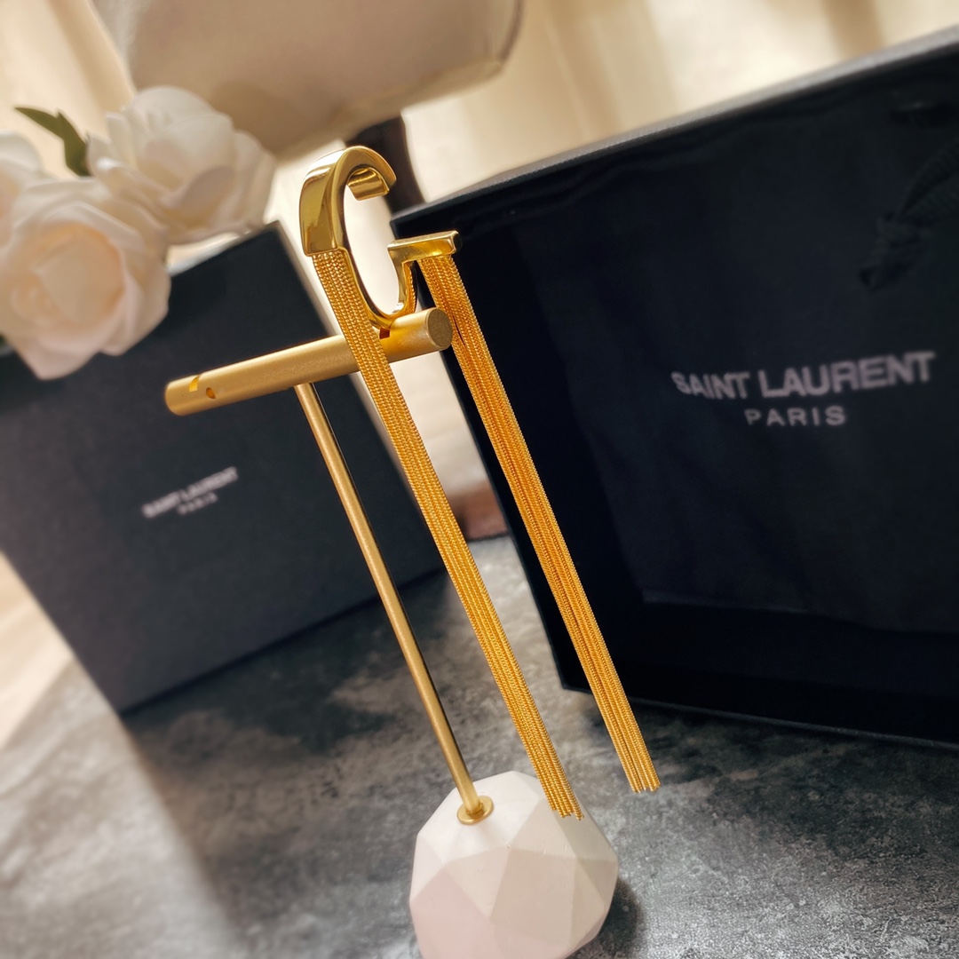 YYE064 1PCS YVES C shape ear hook metal gold plated - ccjewelryacc