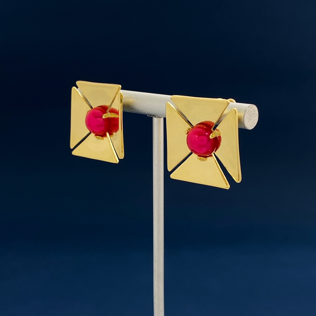 YYE061 YVES Metal Gold plated stud earring - ccjewelryacc