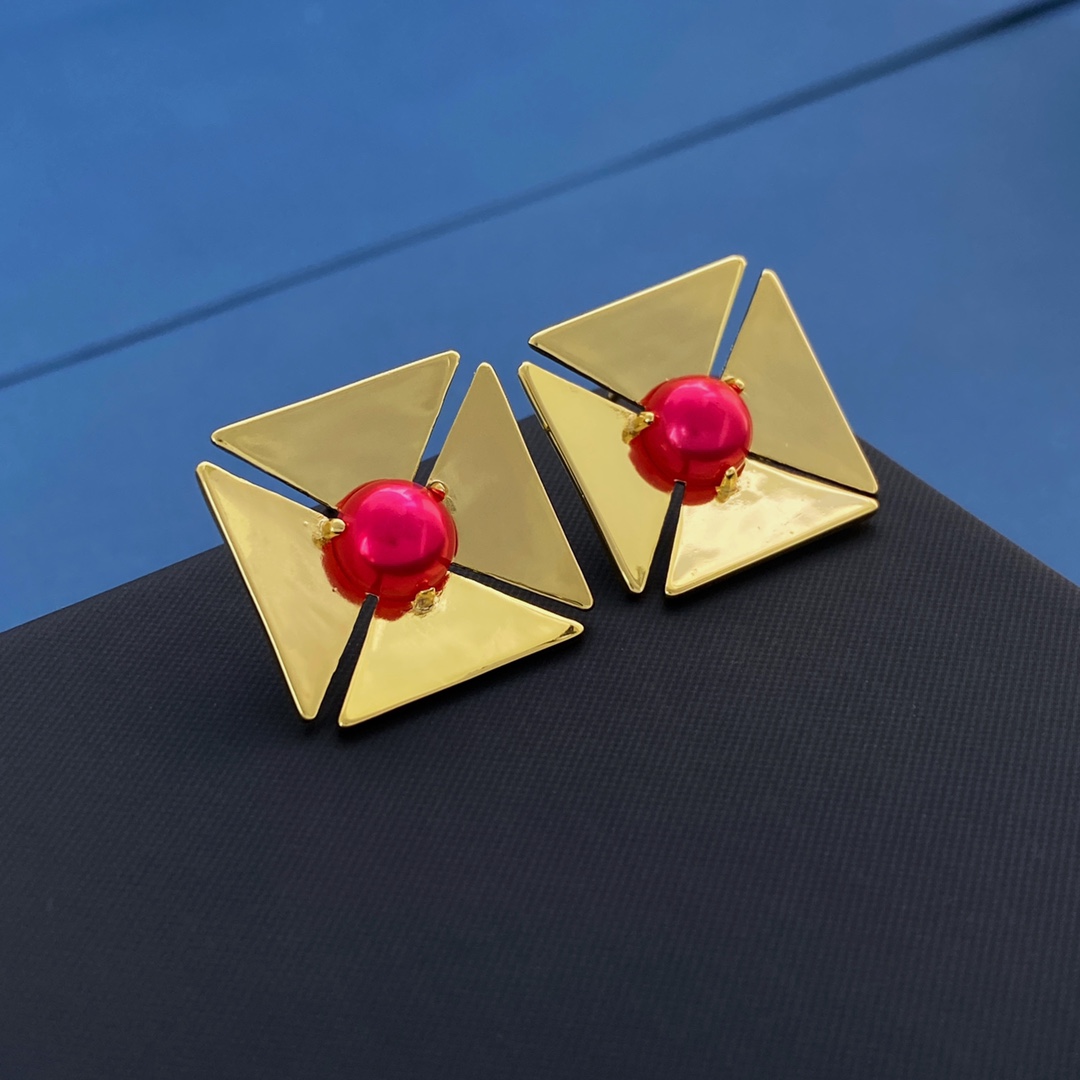 YYE061 YVES Metal Gold plated stud earring - ccjewelryacc