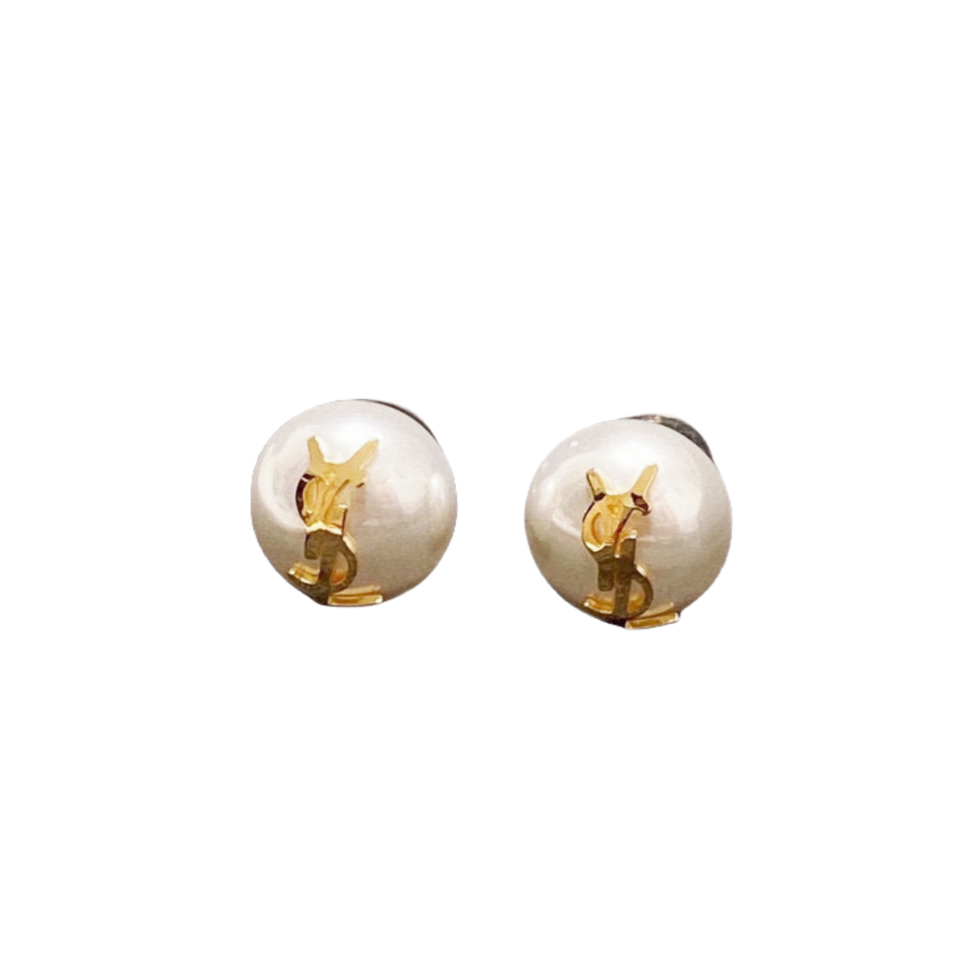YYE056 YVES Round resin pearl stud earring - ccjewelryacc
