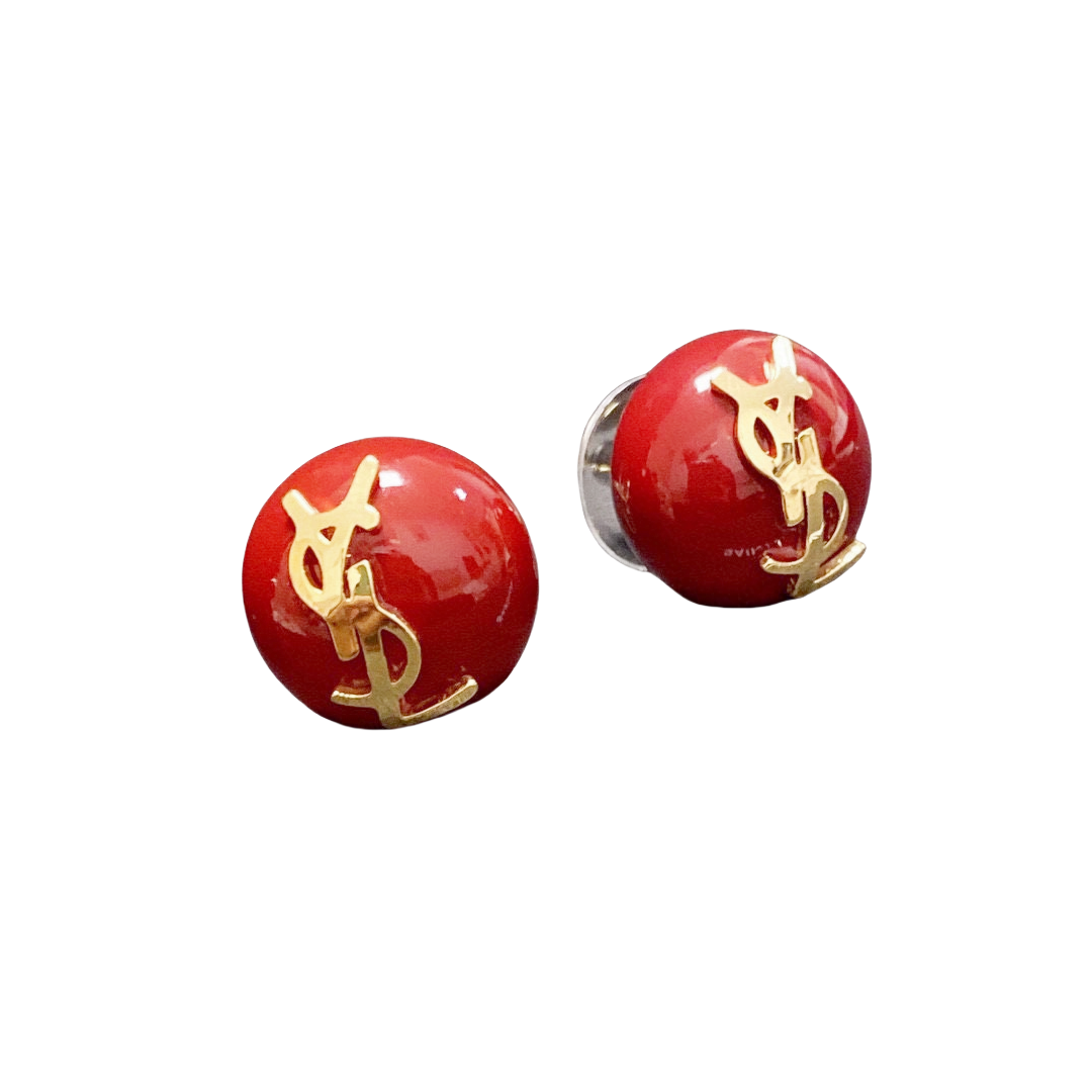 YYE056 YVES Round resin pearl stud earring - ccjewelryacc