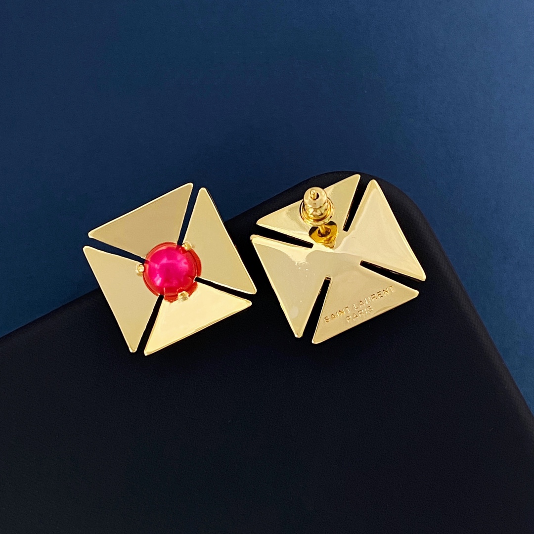 YYE061 YVES Metal Gold plated stud earring - ccjewelryacc