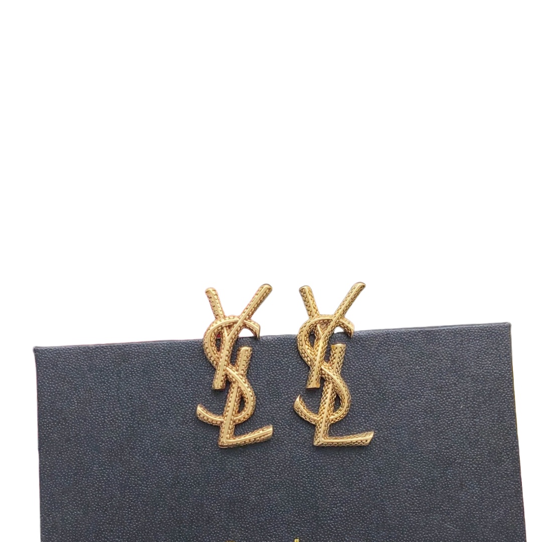 YYE062 YVES Snake texture metal stud earring - ccjewelryacc
