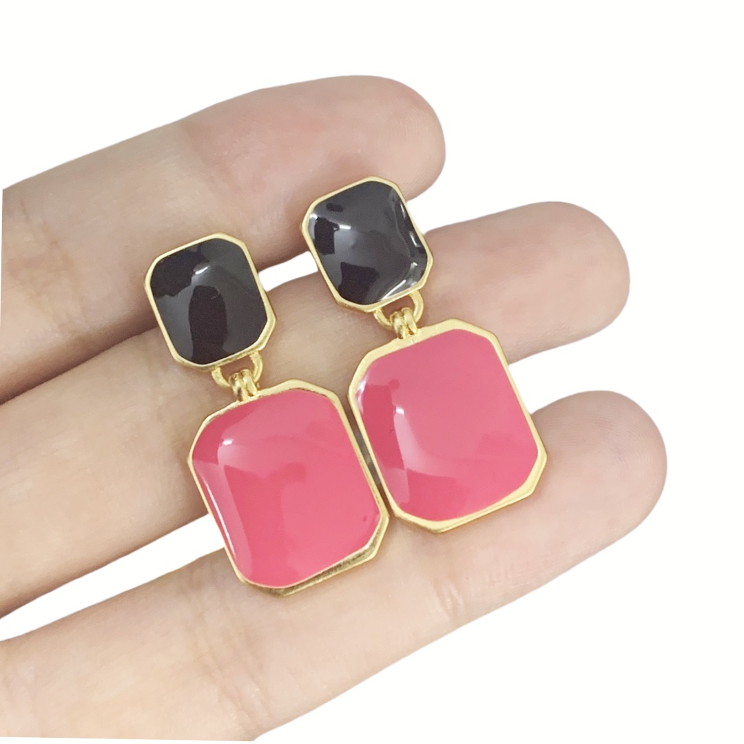 YYE066 YVES Gold-tone resin drop earrings - ccjewelryacc