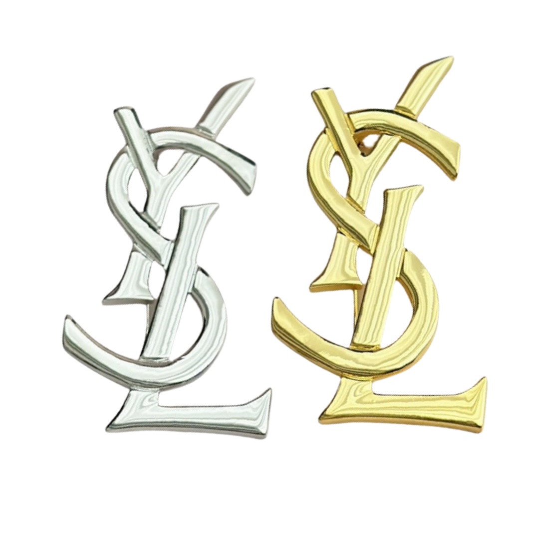BYB053 YVES LSY LOGO Brooch pin in metal - ccjewelryacc
