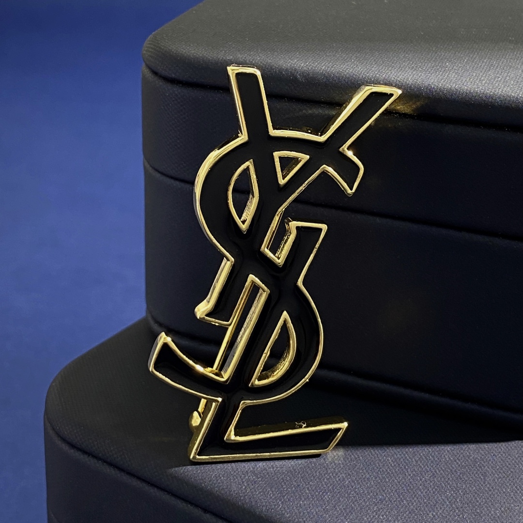 BYB046 YVES Enamel LSY Logo brooch pin - ccjewelryacc