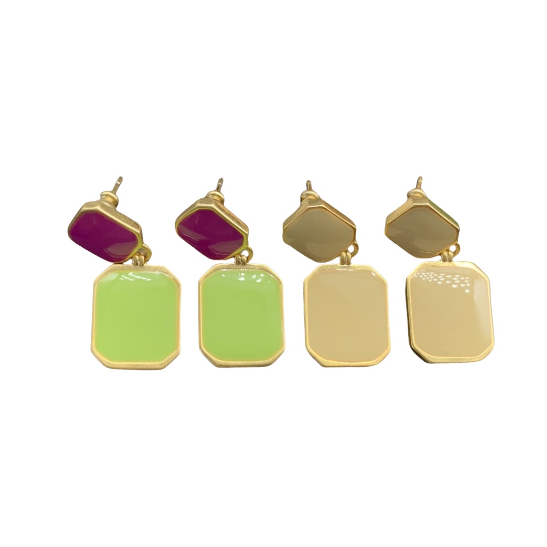 YYE066 YVES Gold-tone resin drop earrings - ccjewelryacc