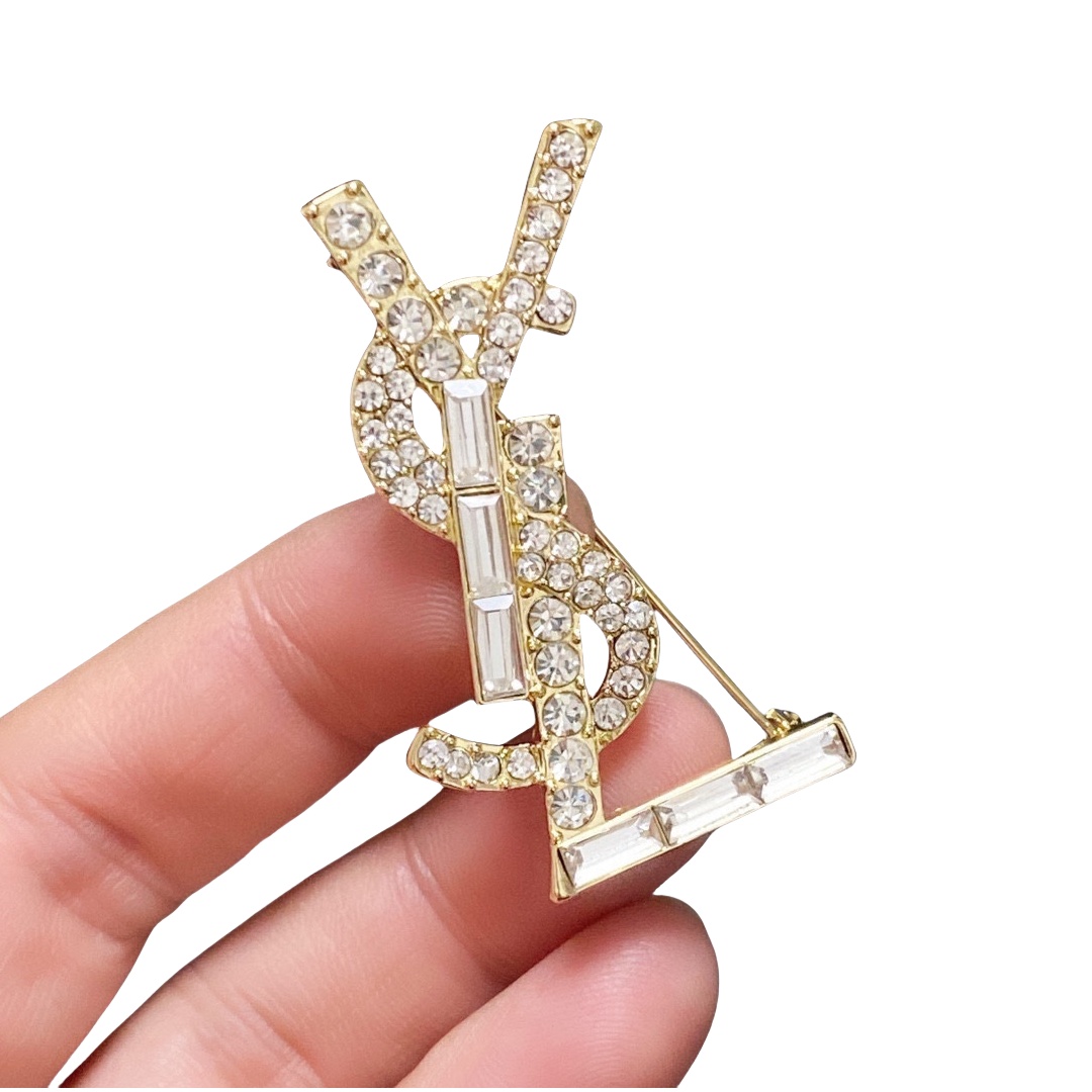 BYB004 Full crystal Y Letter brooch pin - ccjewelryacc