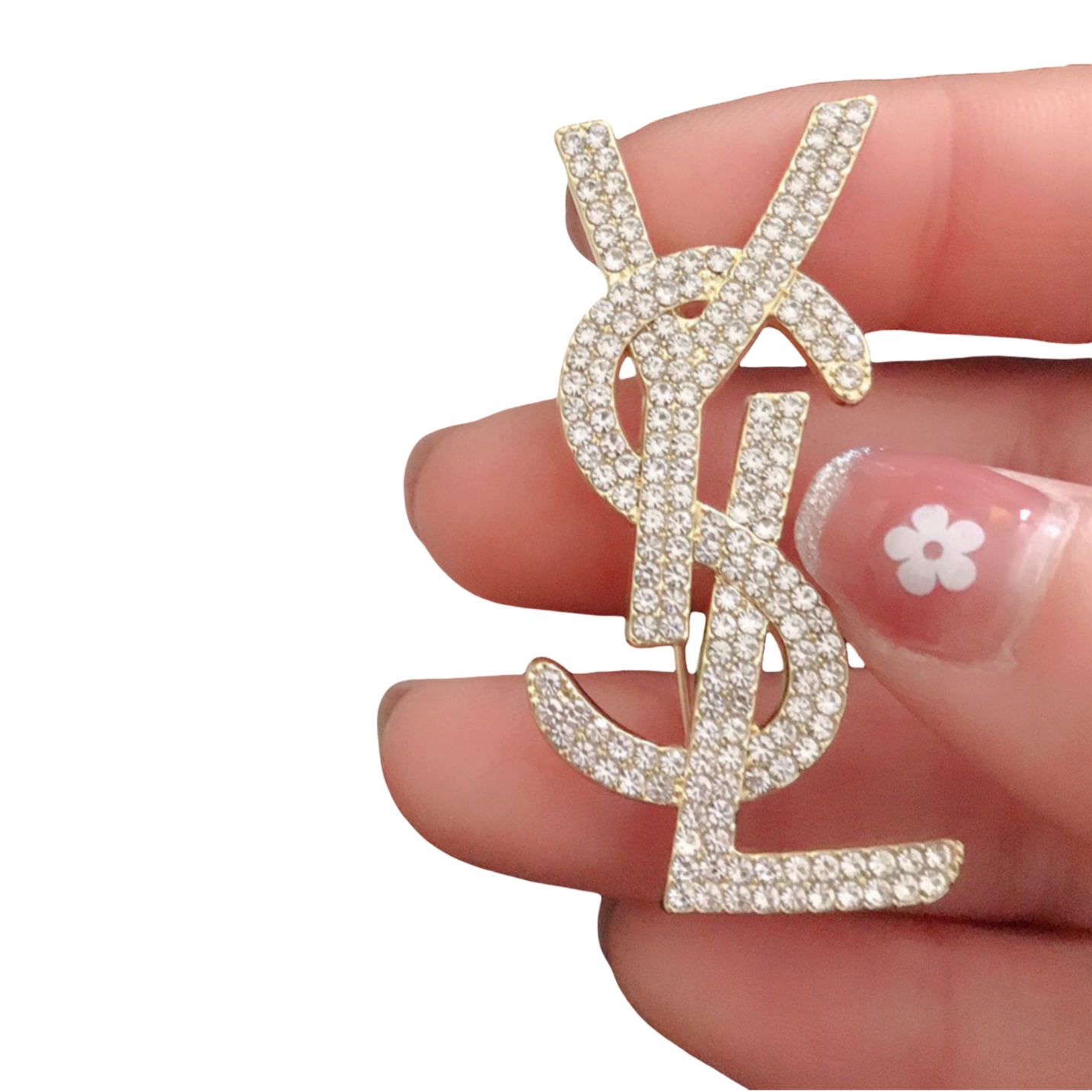 BYB033 Full crystal LYS Logo brooch pin - ccjewelryacc