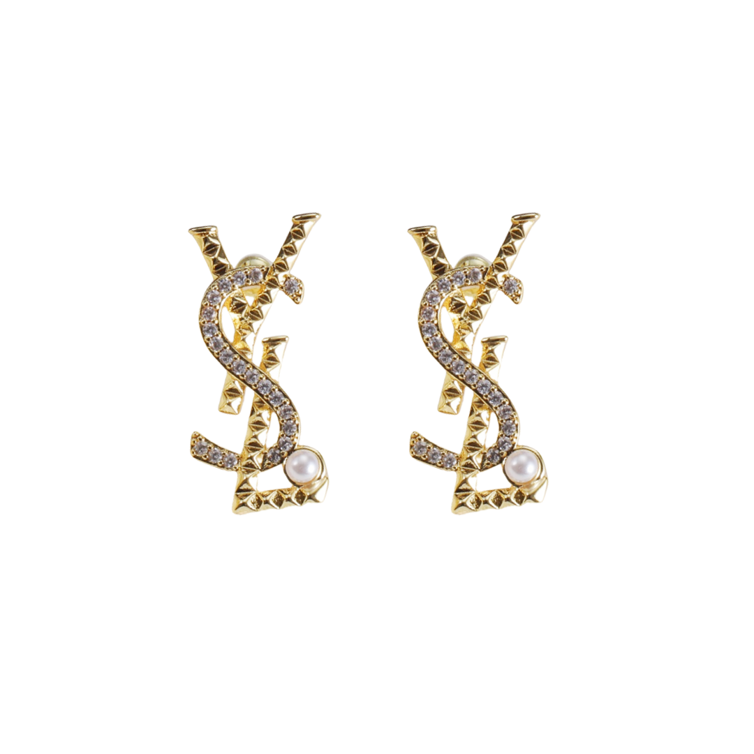 YYE063 YVES Cassandre Stud earring in metal and crystal - ccjewelryacc