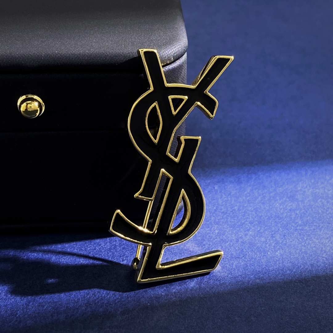 BYB046 YVES Enamel LSY Logo brooch pin - ccjewelryacc