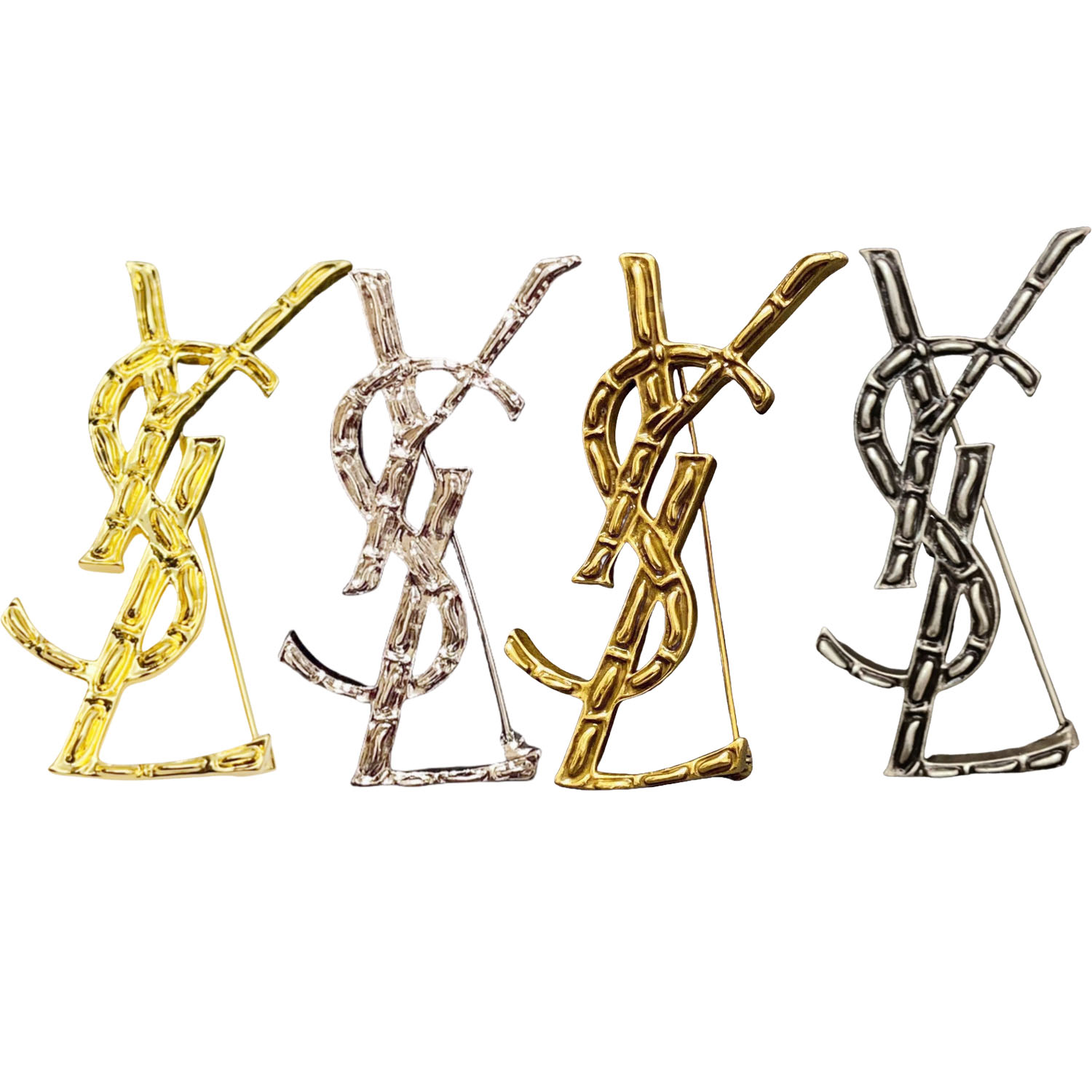 BYB041 Y opyum bamboo textured Brooch pin - ccjewelryacc