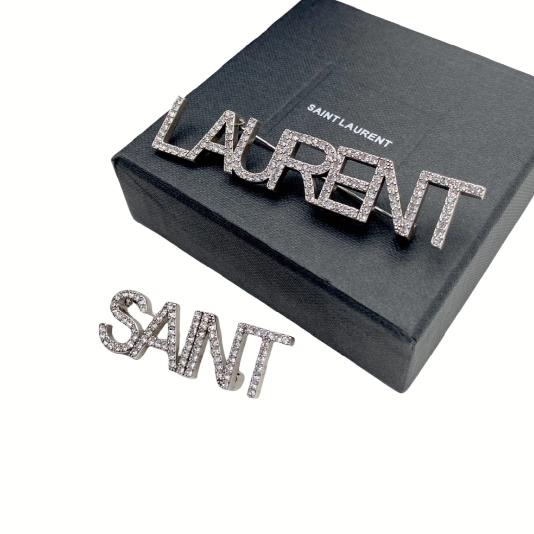 BYB049 Full crystal Laurent saint letter brooch pin set of 2 - ccjewelryacc