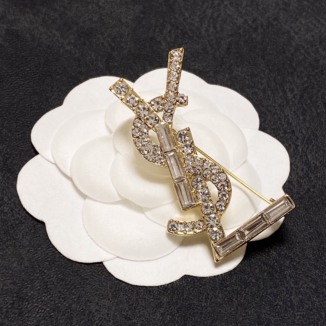 BYB004 Full crystal Y Letter brooch pin - ccjewelryacc