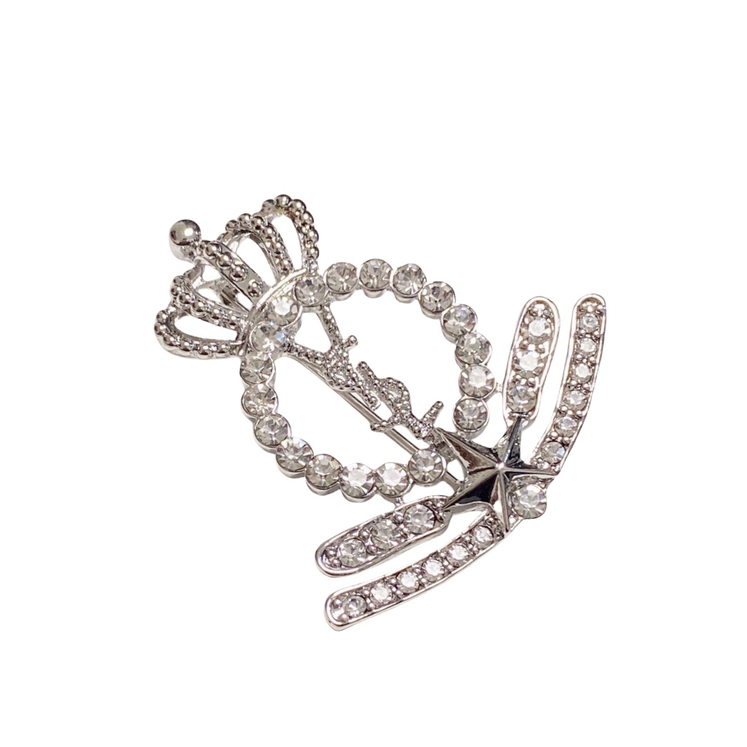 BYB045 YVES crysta crown brooch pin - ccjewelryacc