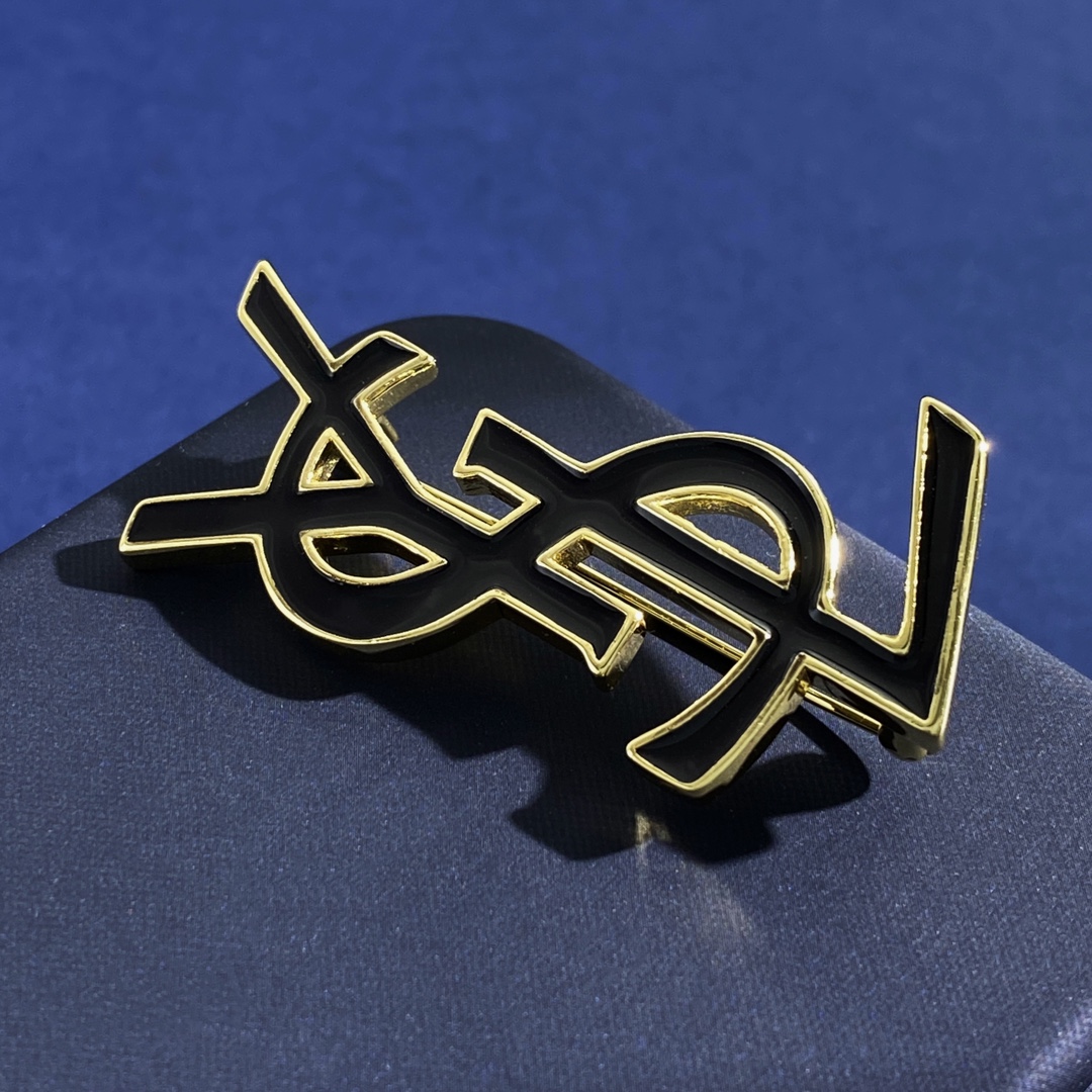 BYB046 YVES Enamel LSY Logo brooch pin - ccjewelryacc