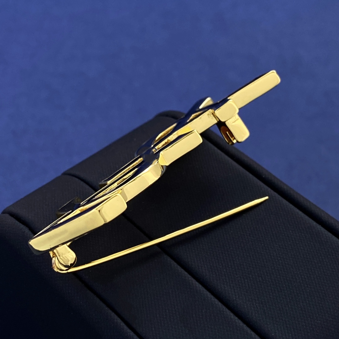 BYB046 YVES Enamel LSY Logo brooch pin - ccjewelryacc