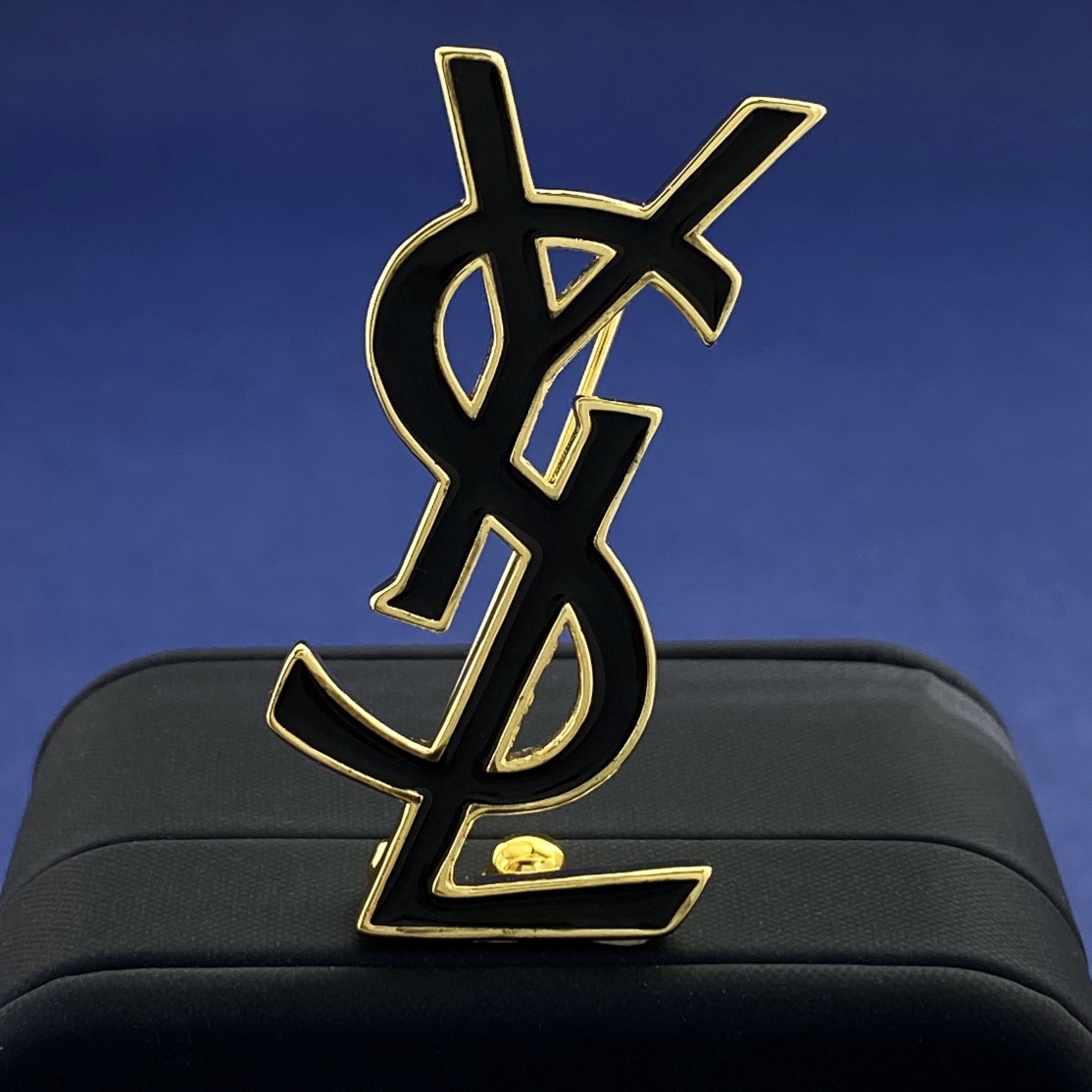 BYB046 YVES Enamel LSY Logo brooch pin - ccjewelryacc