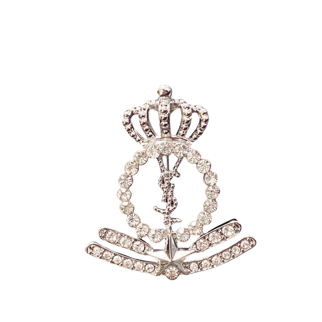 BYB045 YVES crysta crown brooch pin - ccjewelryacc