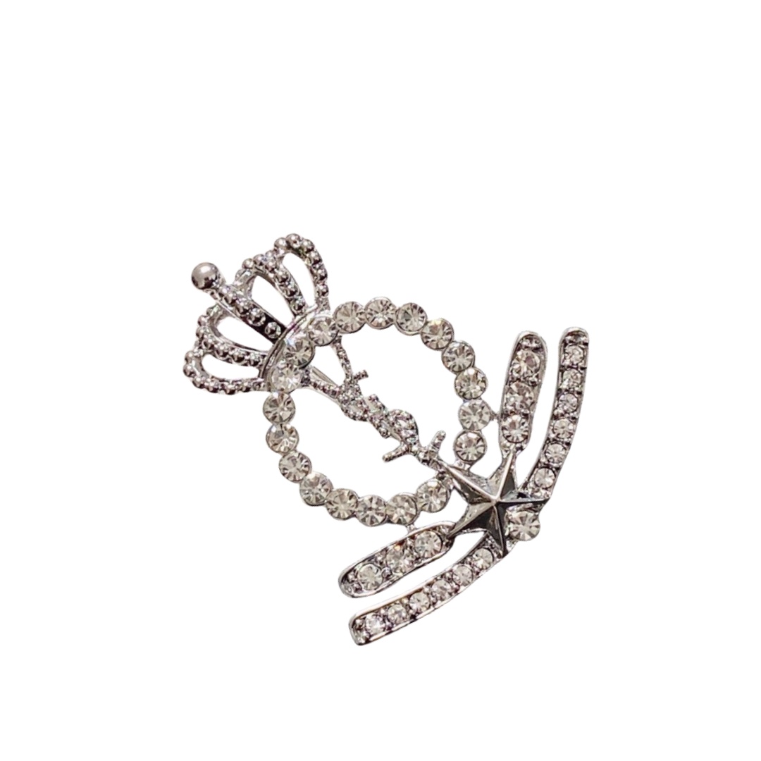 BYB045 YVES crysta crown brooch pin - ccjewelryacc
