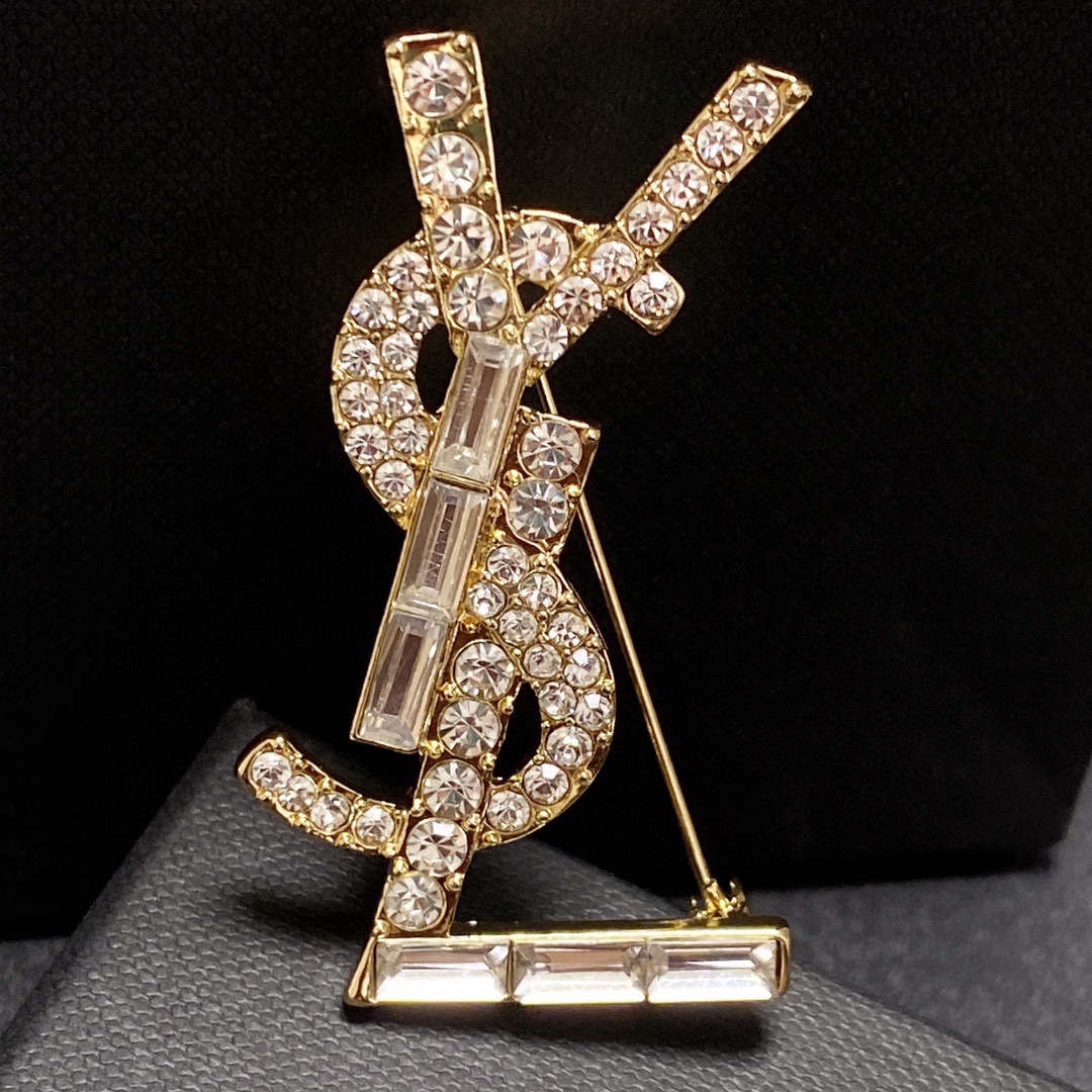 BYB004 Full crystal Y Letter brooch pin - ccjewelryacc