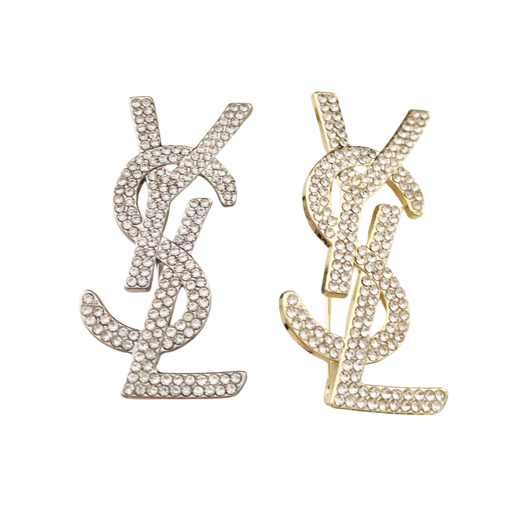 BYB033 Full crystal LYS Logo brooch pin - ccjewelryacc