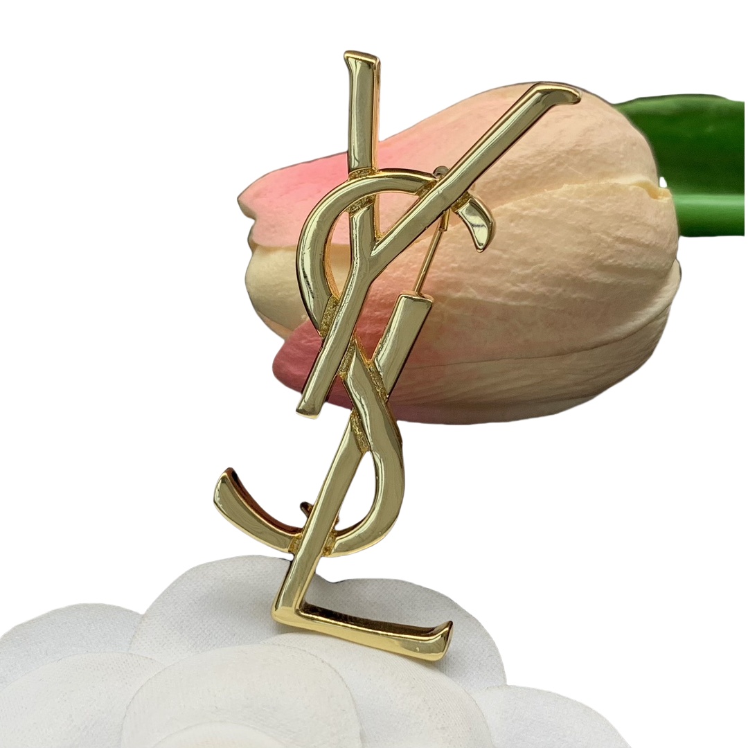 BYB028 YVES LSY LOGO Brooch pin in metal - ccjewelryacc