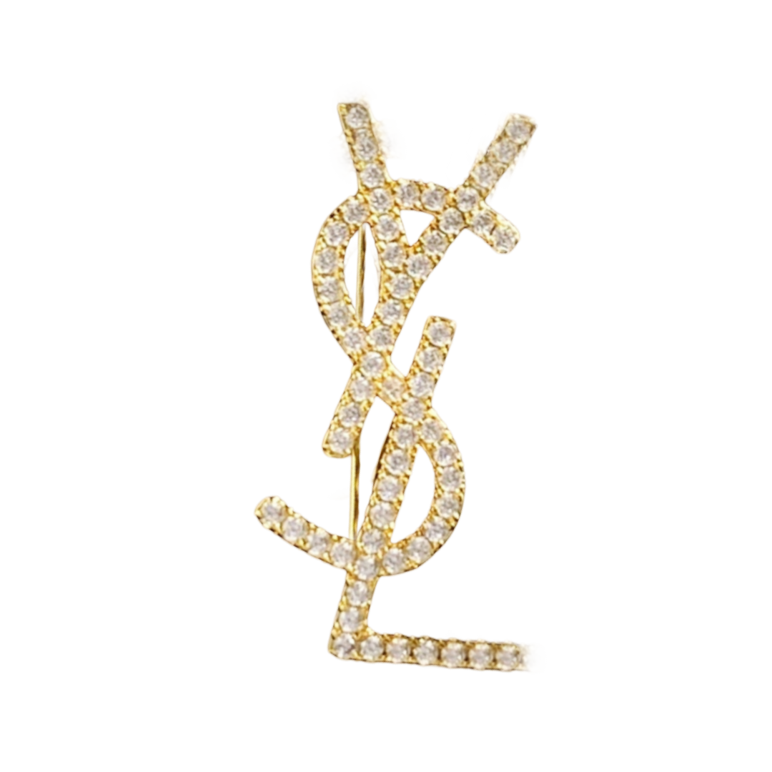 BYB047 Full crystal Y Letter brooch pin - ccjewelryacc