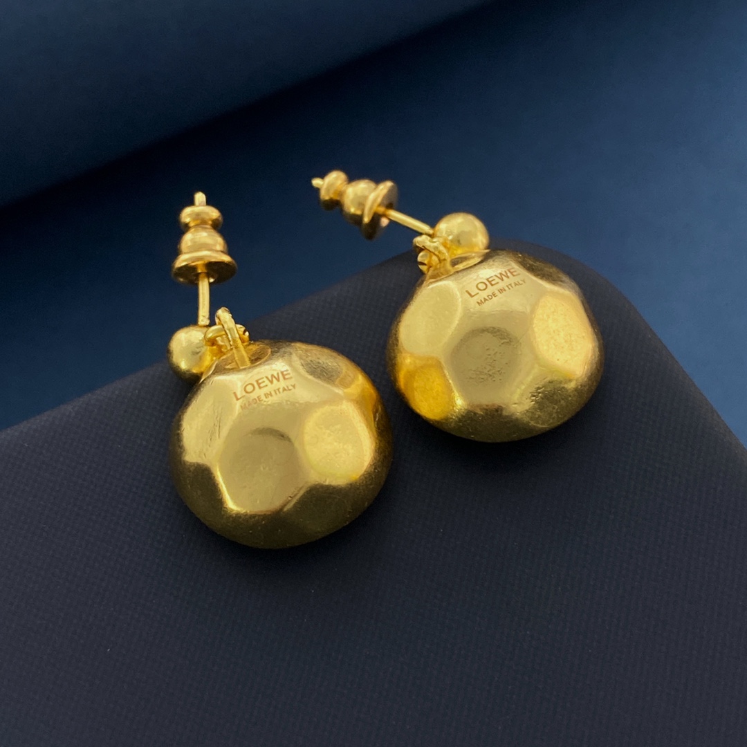 LWE003 Loewi Gold Sphere Earrings - ccjewelryacc