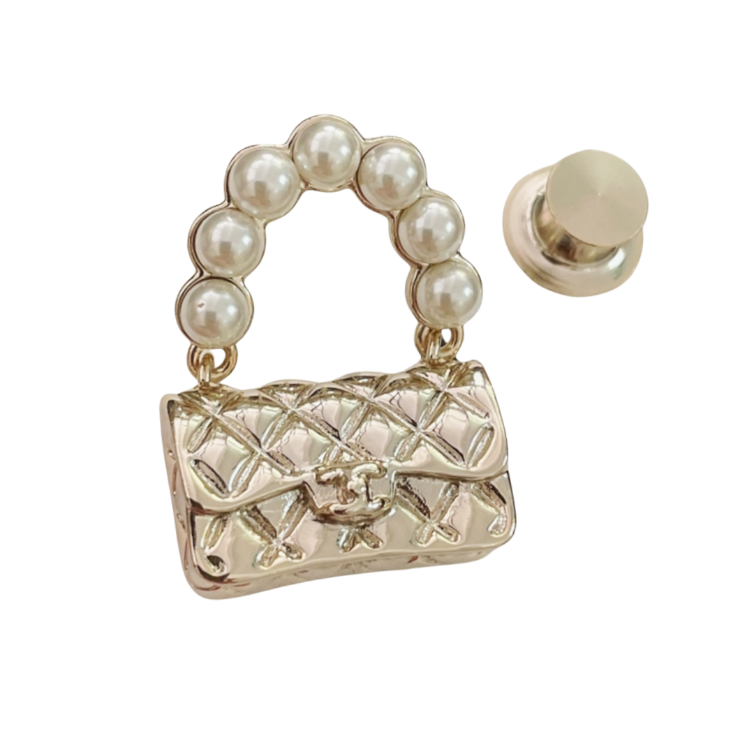 BCB454 Metal pearl cc bag brooch pin - ccjewelryacc