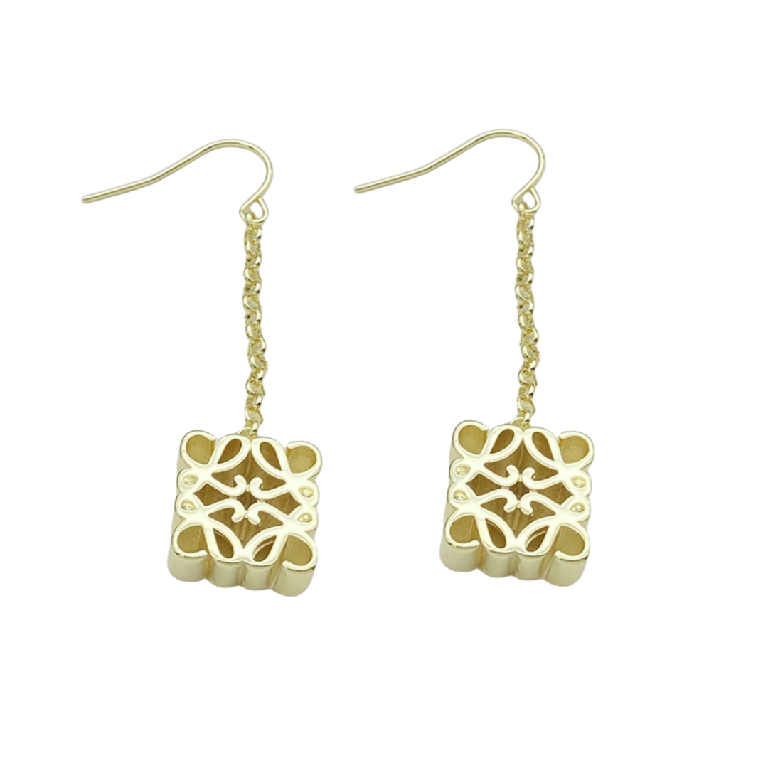 LWE041 LOEWI Anagram gold-plated earrings - ccjewelryacc