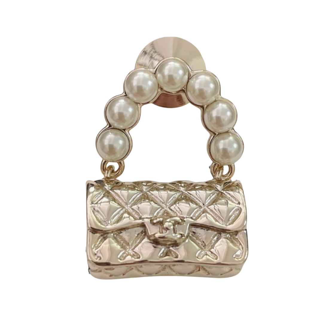 BCB454 Metal pearl cc bag brooch pin - ccjewelryacc