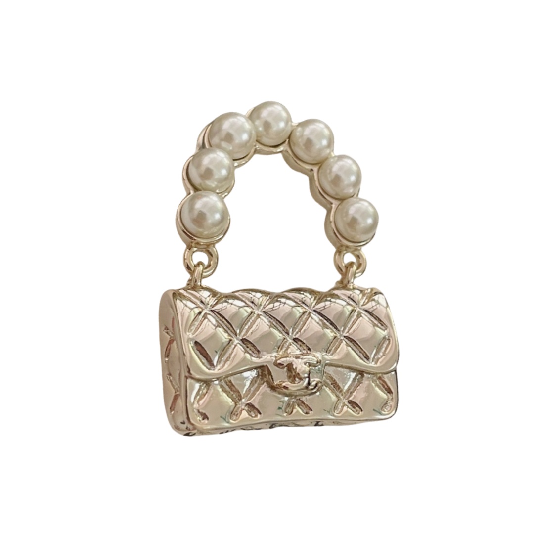 BCB454 Metal pearl cc bag brooch pin - ccjewelryacc