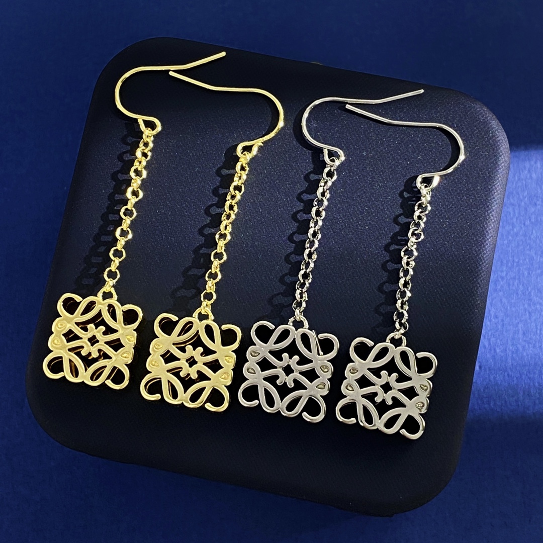 LWE041 LOEWI Anagram gold-plated earrings - ccjewelryacc