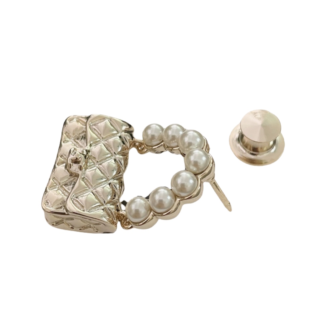 BCB454 Metal pearl cc bag brooch pin - ccjewelryacc