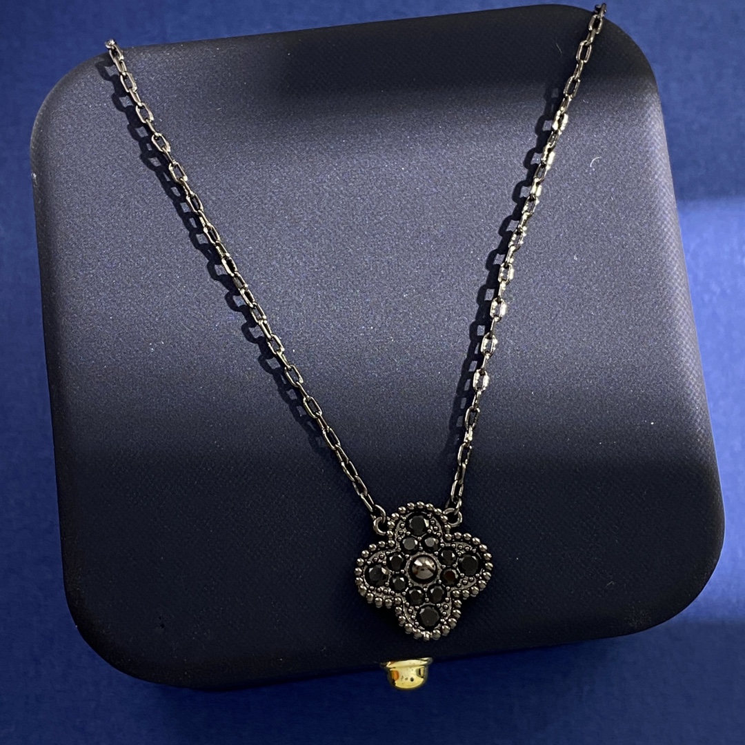 VCN031 Black Vca vintage alhambra pendant necklace - ccfashionjewelry
