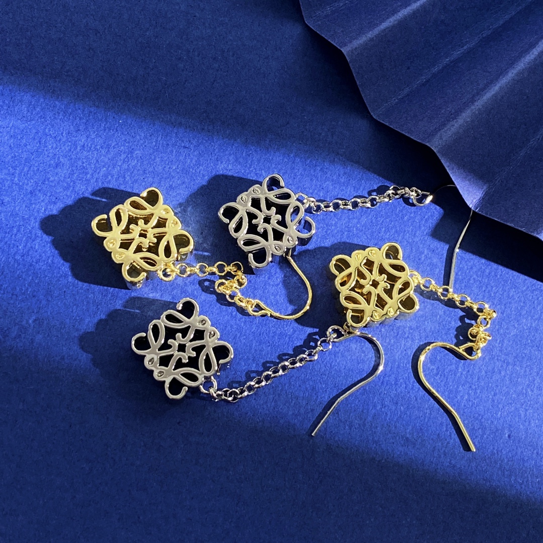 LWE041 LOEWI Anagram gold-plated earrings - ccjewelryacc