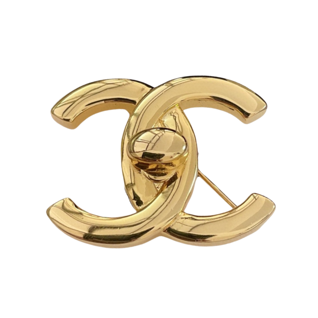 BCB453 vintage Metal cc logo brooch pin - ccjewelryacc