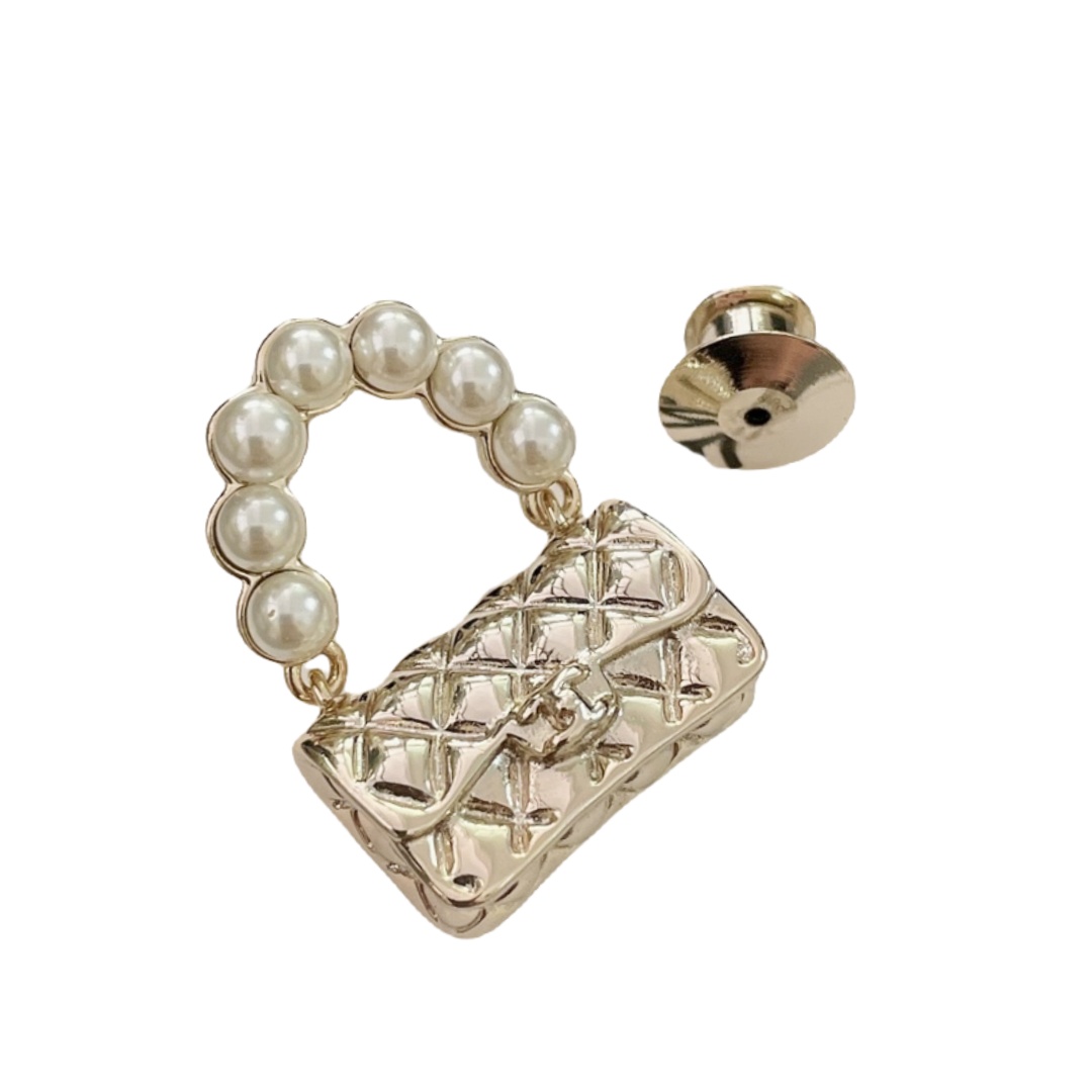 BCB454 Metal pearl cc bag brooch pin - ccjewelryacc