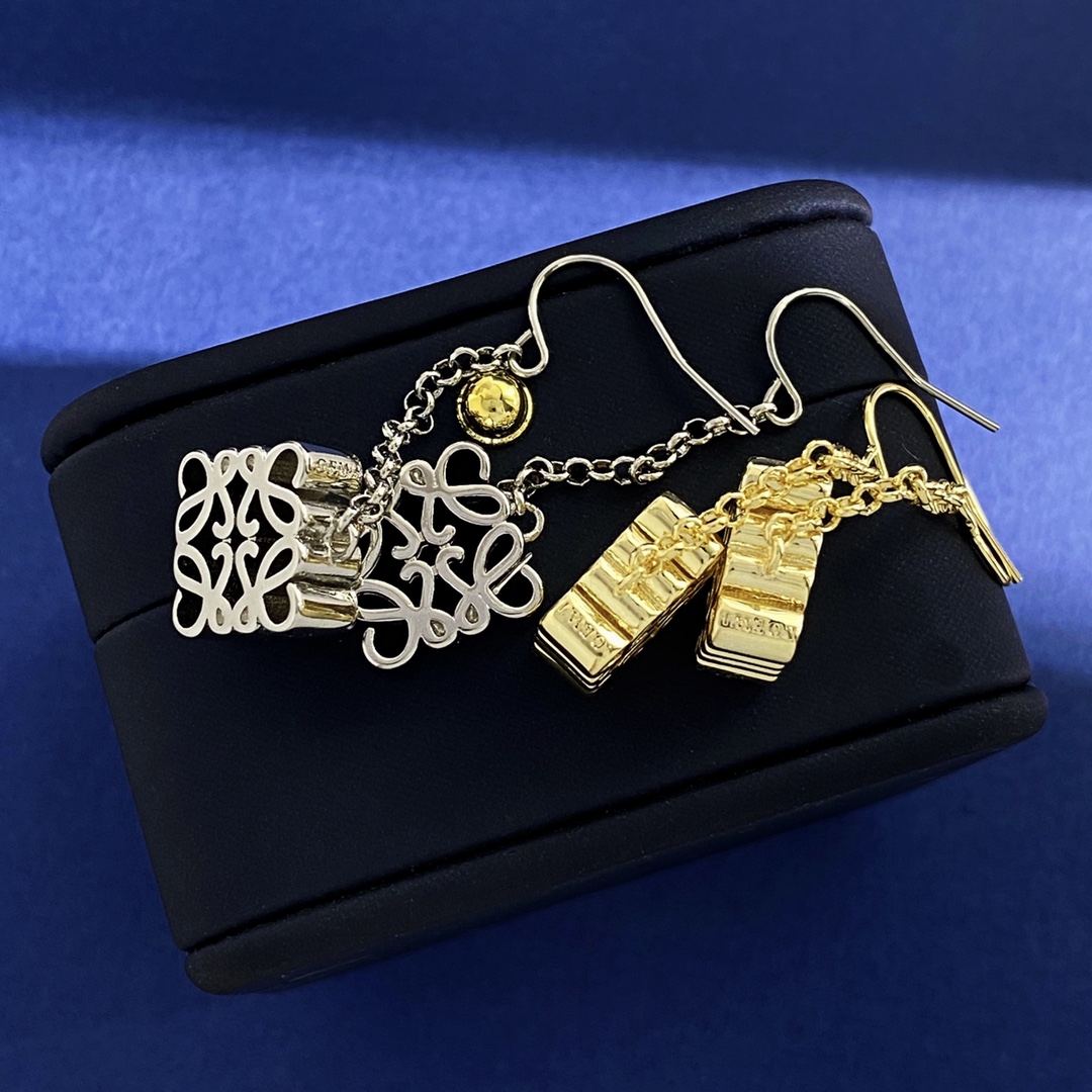 LWE041 LOEWI Anagram gold-plated earrings - ccjewelryacc