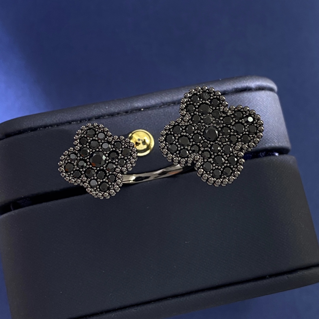 VCR008 Black VCA Magic alhambra stone Ring - ccjewelryacc