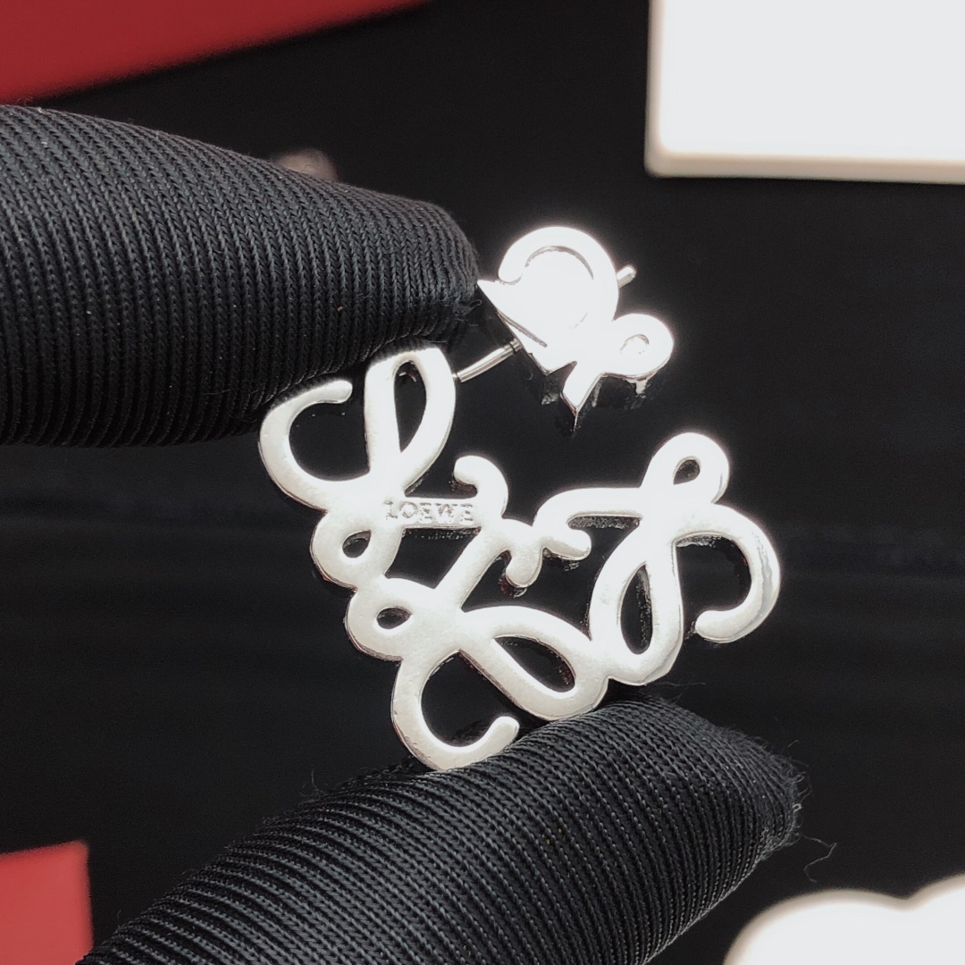 LWE001 Fully crystal Hollow  Loewi Anagram Hook Earrings - ccjewelryacc