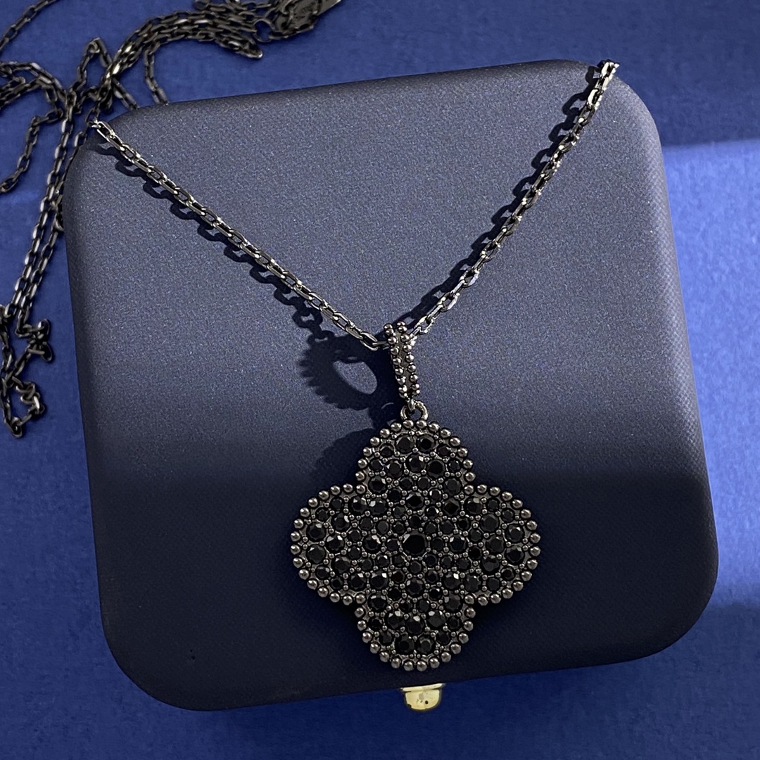 VCN033 Large 25mm Black clover Vca magic alhambra pendant necklace - ccfashionjewelry
