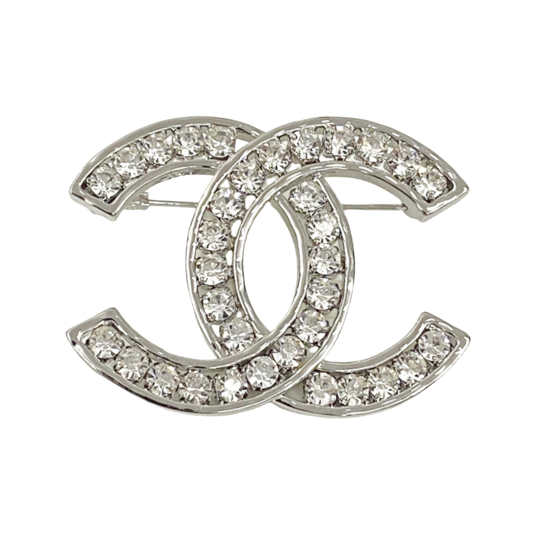 BCB063 CC brooch pin in metal and rhinestone - ccjewelryacc