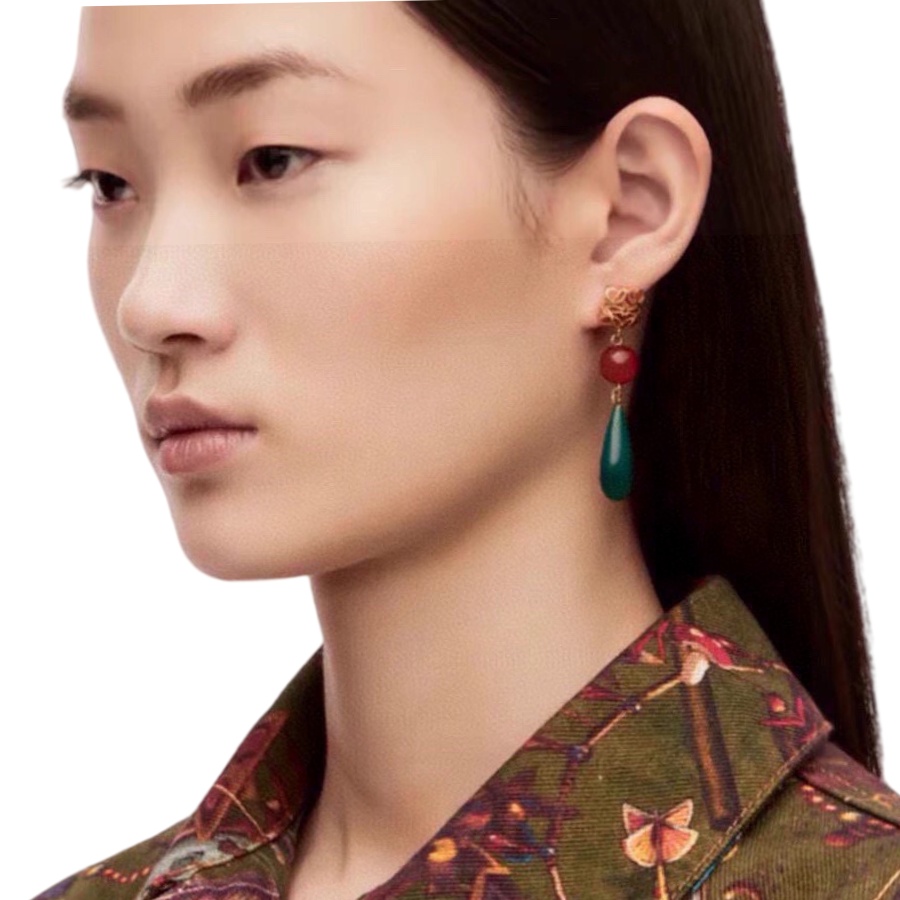 LWE053 Loewi Anagram onyx stone drop earring - ccjewelryacc