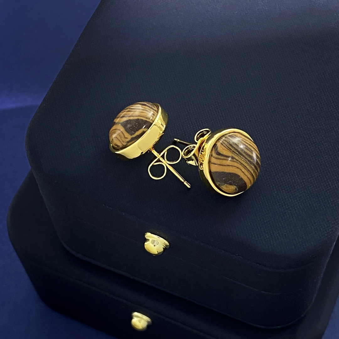 LWE032 Loewi round gemstone stud earring - ccjewelryacc