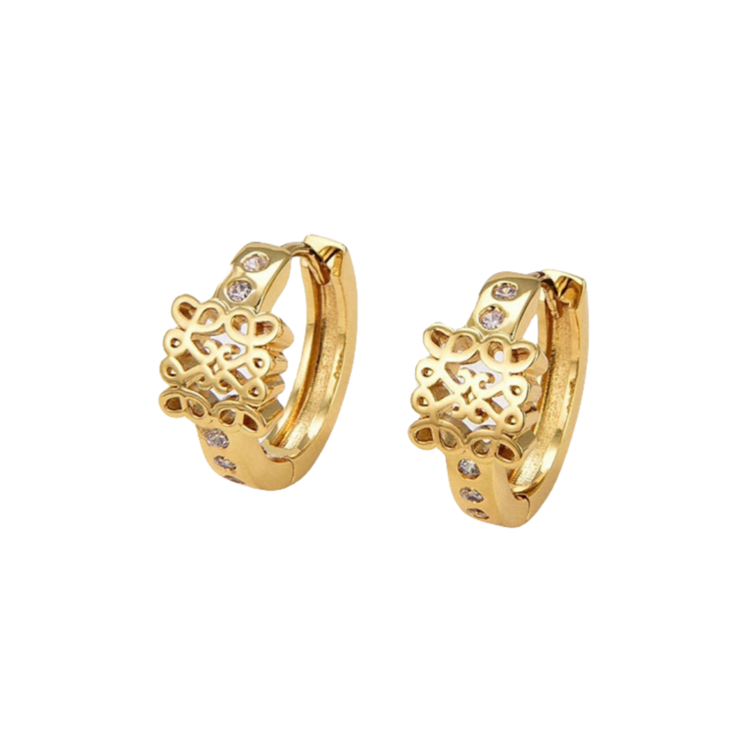 LWE024 LOEWI Vintage Anagram hook earrings with crystal - ccjewelryacc