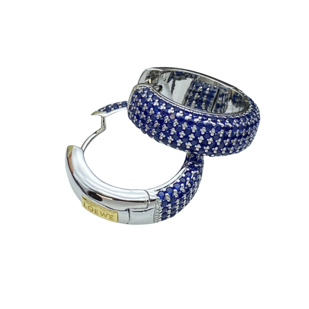 LWE030 Loewi blue crystal hook earring - ccjewelryacc